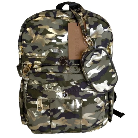 Steve Madden Handbags - NWT Steve Madden Camo Backpack | Color: Olive & Gold